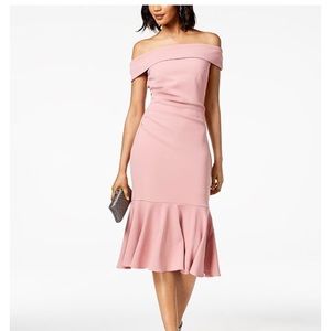 Vince Camuto Off-the-shoulder Flounced Crepe Dress